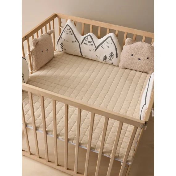 Couverture / Fond de parc bébé en gaze de coton HYGGE beige imprimé