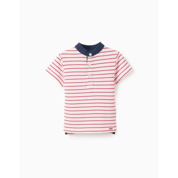 Polo En Piqué De Coton À Rayures Rouge