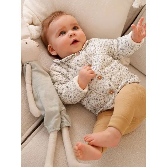 Veste bébé en gaze de coton beige clair imprime