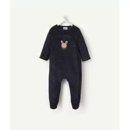 Dors bien en velours côtelé et coton bio bleu marine –  – Soldes