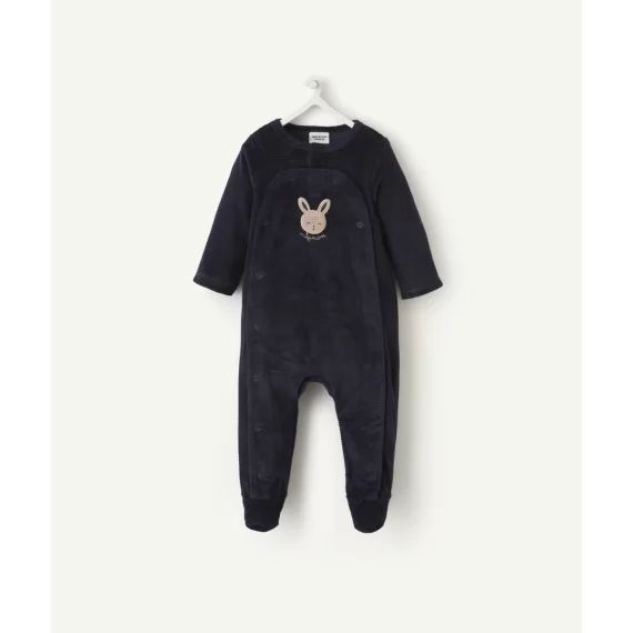 Dors bien en velours côtelé et coton bio bleu marine –  – Soldes
