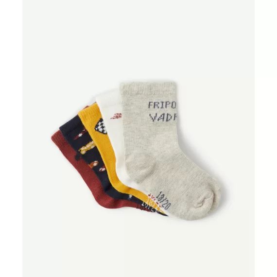 Les 5 paires de chaussettes hautes bébé garçon thème voitures –  – Soldes
