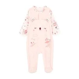 Pyjama Bébé En Velours Ouverture Pont Alysse Rose
