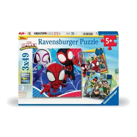 Ravensburger-spiderman-puzzles 3×49 Pièces – Spidey, Le Lanceur De Toile-4005556057306-a Partir De 5 Ans Bleu