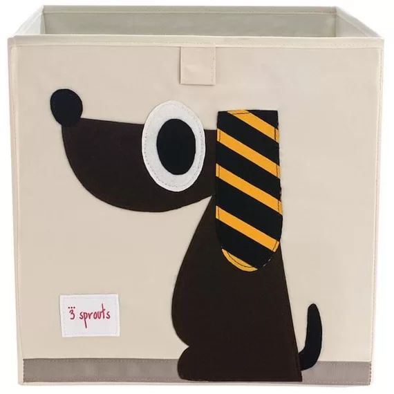 3 Sprouts – Cube de rangement Chien – ELEMENTS FOR KIDS beige