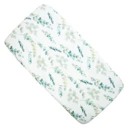 Drap Housse Berceau En Coton Eucalyptus Blanc Imprimé Eucalyptus