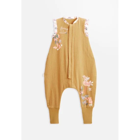 Turbulette D&rsquo;été En Gaze De Coton Avec Pieds Retroussables Flamingo Ocre