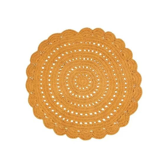 Tapis lavable rond Alma crochet mangue (120 cm)