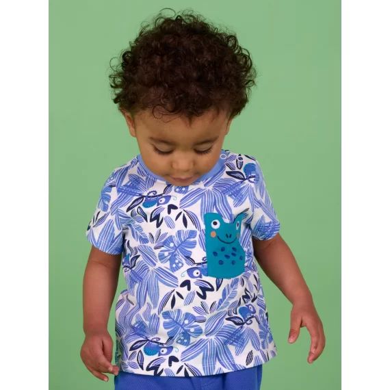 T-shirt Craie À Manches Courtes À Imprimé Feuilles – Blanc