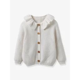 Cardigan bébé coton bio et laine CYRILLUS écru
