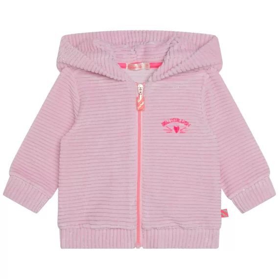 Cardigan à capuche velours Fille Rose