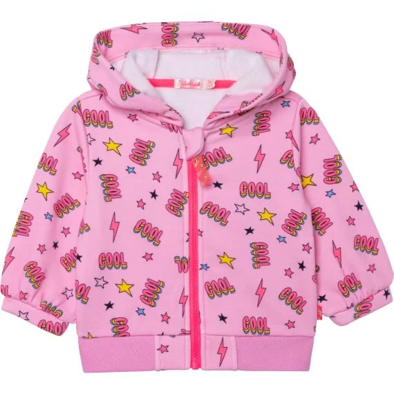 Cardigan à capuche zippé Fille Rose