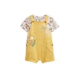 Ensemble Salopette Bébé En Gaze De Coton Et T-shirt Petit Envahisseur Jaune