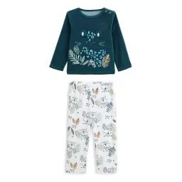 Pyjama bébé 2 pièces en velours Borneo bleu