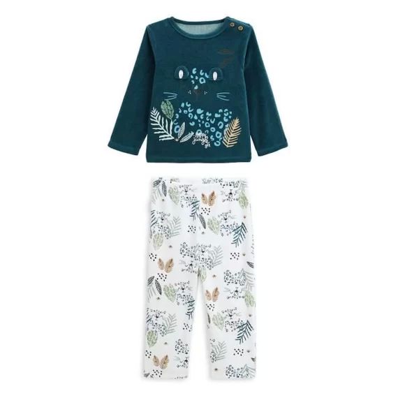Pyjama bébé 2 pièces en velours Borneo bleu