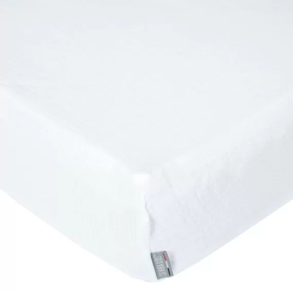 Drap housse uni en gaze de coton Blanc 60×120 blanc