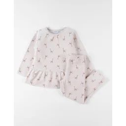 Pyjama En Velours Côtelé Girafe Beige