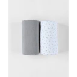 Set De 2 Langes Floral En Mousseline Blanc