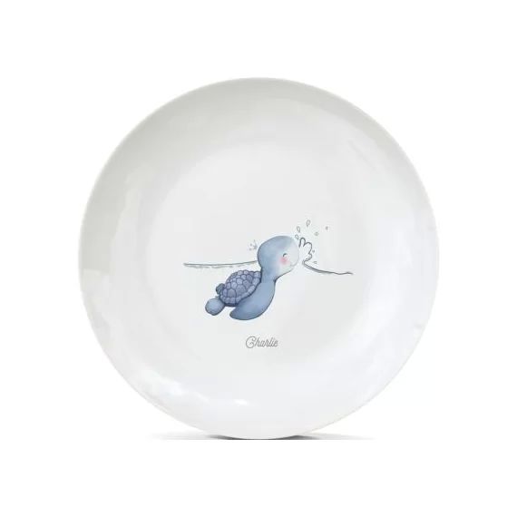 Assiette en porcelaine Tortue de mer (personnalisable)