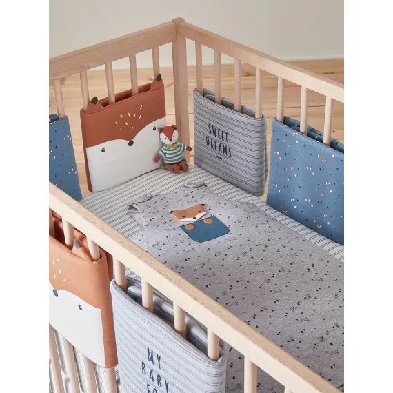 Tour de lit pare-chocs BABY FOX bleu / multicolore