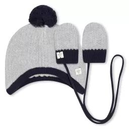 Ensemble bonnet et moufles Garçon Bleu