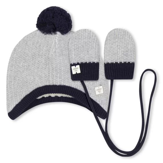 Ensemble bonnet et moufles Garçon Bleu