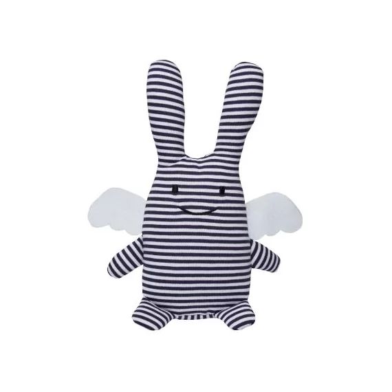 Ange lapin musical marinière et pochette de rangement en coton(18 cm)