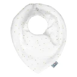 Bavoir Bandana Gaze De Coton Jeanne Blanc À Pois Or