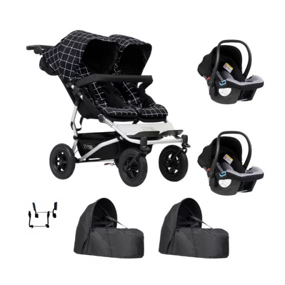 Poussette Double Mountain Buggy Duet V3.2 – Grid + 2 Cocoon V2 + 2 Coques Protect