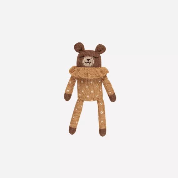 Doudou ourson pyjama ocre à pois
