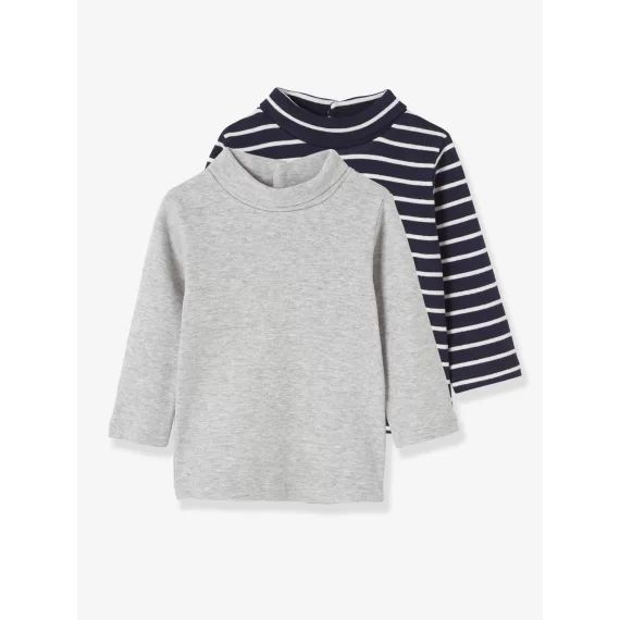 Lot de 2 sous-pulls bébé garçon BASICS gris clair chine