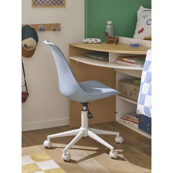 Chaise de bureau enfant à roulettes bleu