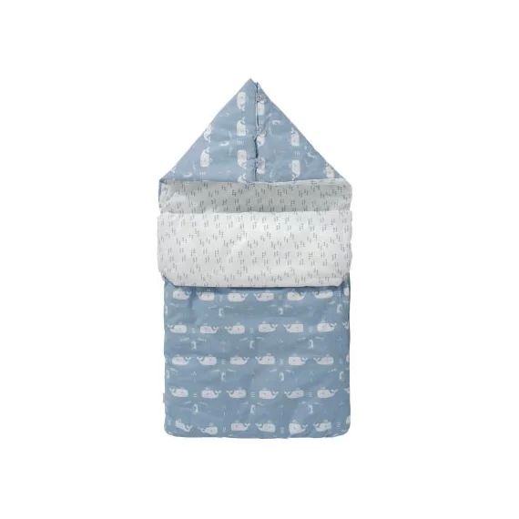Nid d&rsquo;ange passe sangle chaud en coton bio Baleine bleue (80 cm)