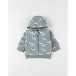 Sweat À Capuche Imprimés Zèbres, Eucalyptus Vert