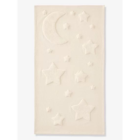 Tapis rectangle relief lune et étoiles Luna beige