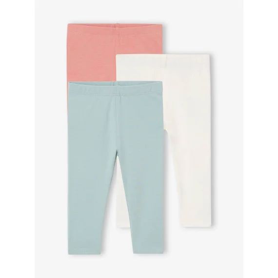 Lot 3 leggings unis bébé bleu grisé