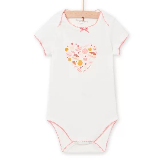 Body Écru À Pois Motifs Gâteaux Bébé Fille