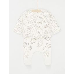 Ensemble Deux Pièces Réversible Grenouillère Et Gilet Blanc Mixte – Blanc cassé