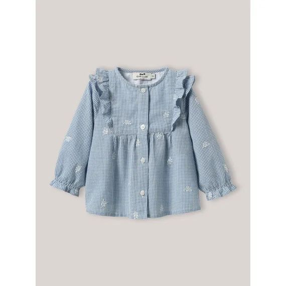 Blouse Brodée En Vichy Vichy Bleu