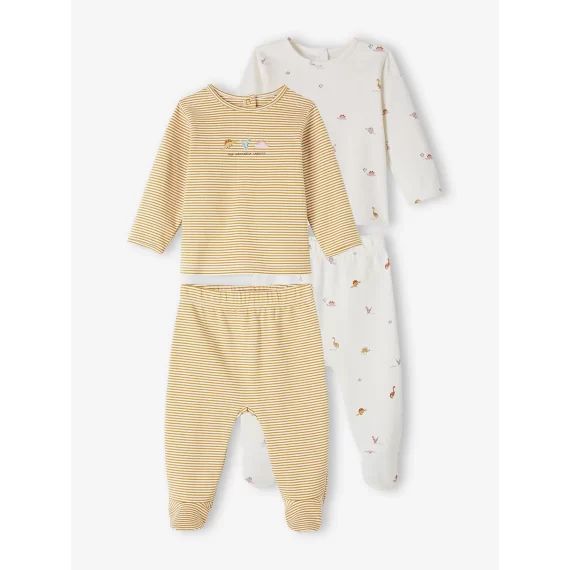 Lot de 2 pyjamas dinosaure bébé en interlock terracotta