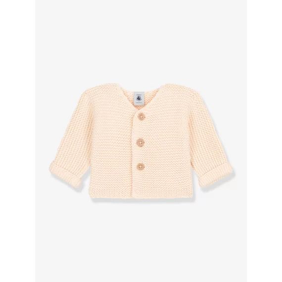 Cardigan bébé tricot point mousse en coton bio PETIT BATEAU blanc