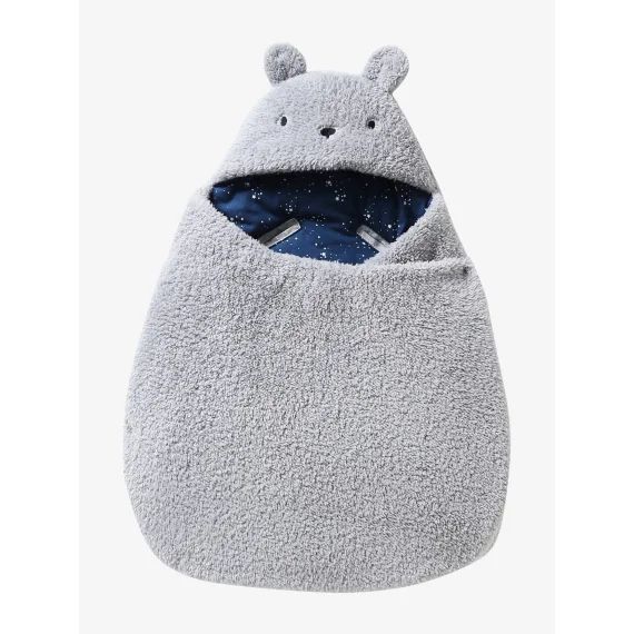 Nid d&rsquo;ange transformable en peluche Ourson gris souris