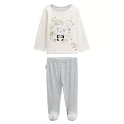 Pyjama bébé 2 pièces en velours Tropic Moon blanc