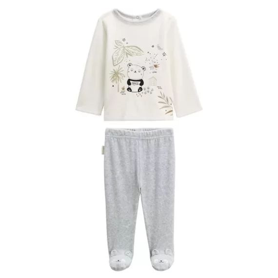 Pyjama bébé 2 pièces en velours Tropic Moon blanc