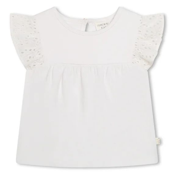 T-shirt avec broderie anglaise Fille Blanc