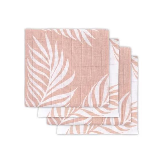 Lot de 4 langes Nature rose pâle (70 x 70 cm)