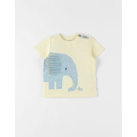 T-shirt Éléphant À Courtes Manches Jaune