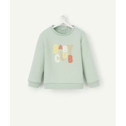 Sweat vert avec message en bouclette en fibres recyclées –  – Soldes