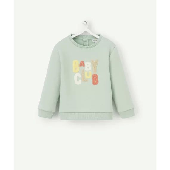 Sweat vert avec message en bouclette en fibres recyclées –  – Soldes