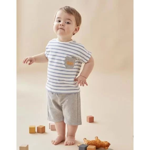 Set t-shirt + short en coton gris